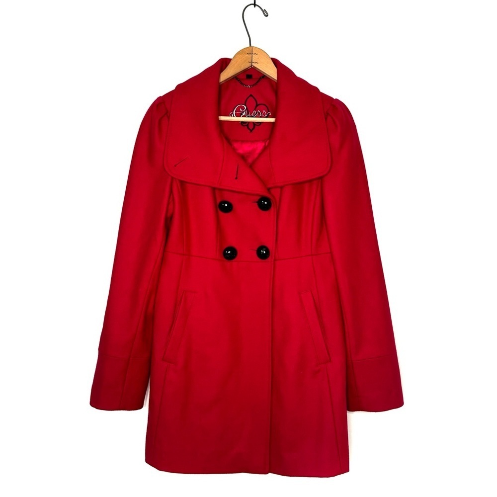 Guess | Pink Double Breasted Wool Winter Coat Size Medium